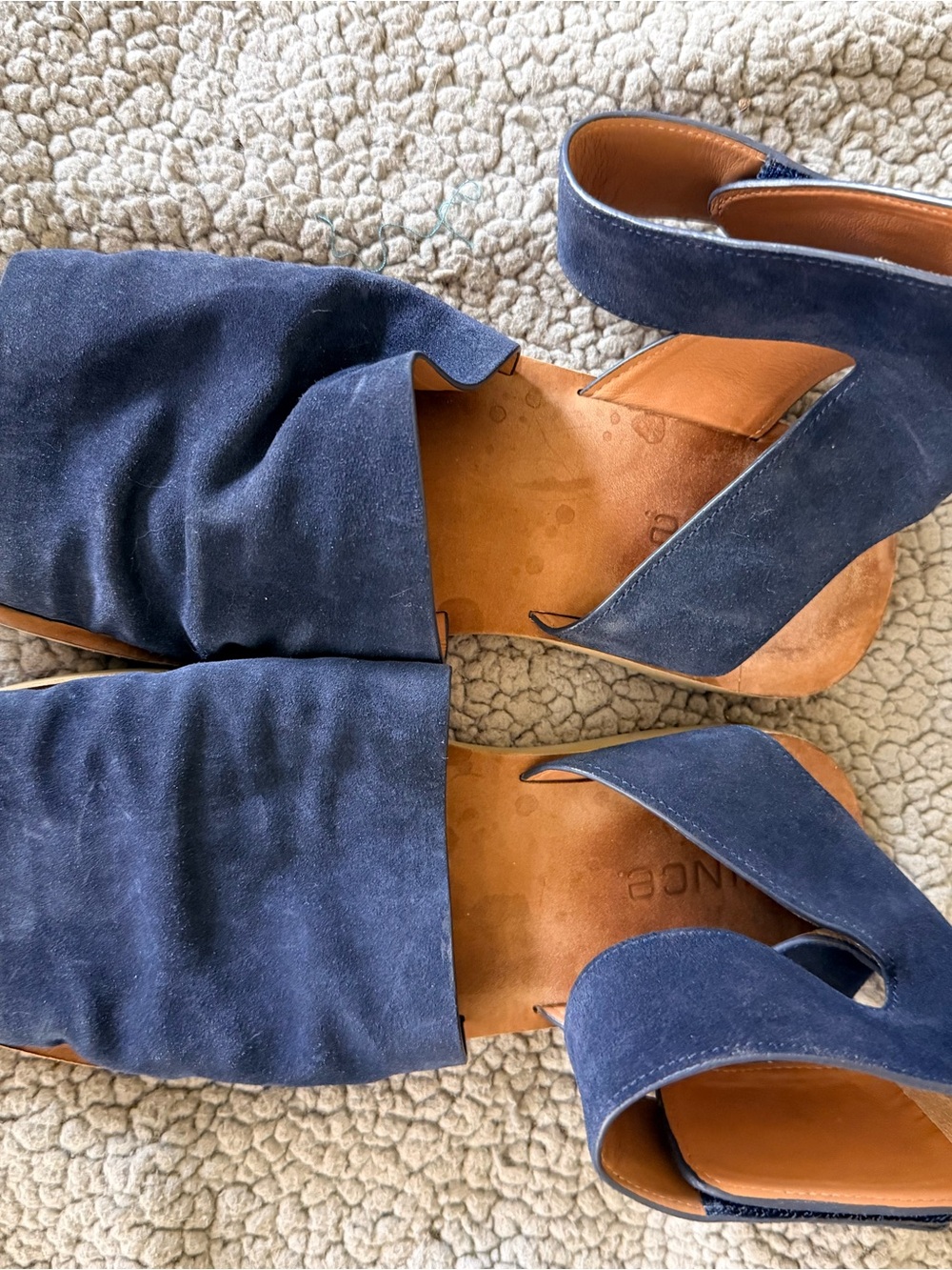 Vince Navy Suede Slide Sandals
